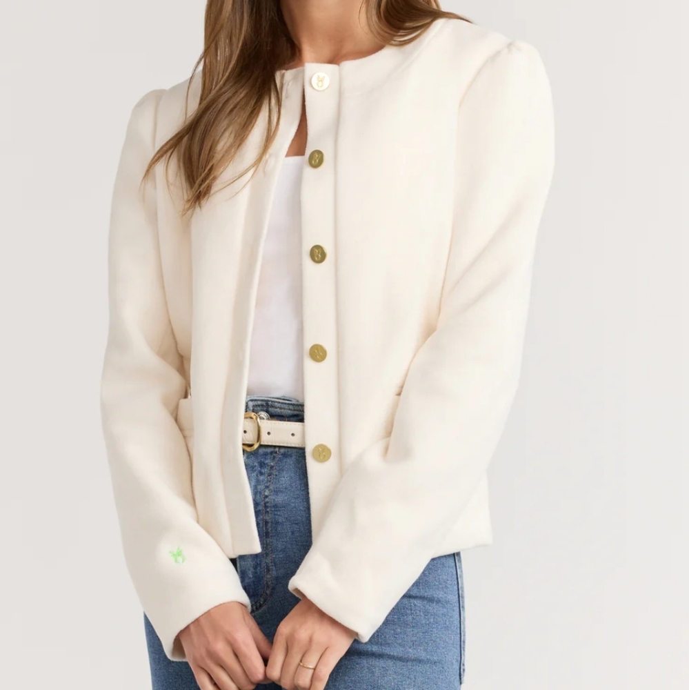 Dudley Stephens Diana Button Front Jacket Women's Size XL Cream Fleece Sold Out - Picture 3 of 9